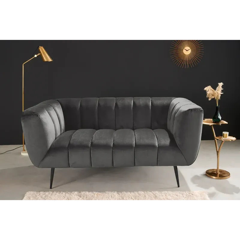Invicta Sofa NOBLESSE 2 osobowa szary aksamit 165cm / 45050 Invicta Sofa NOBLESSE 2 osobowa szary aksamit 165cm / 45050