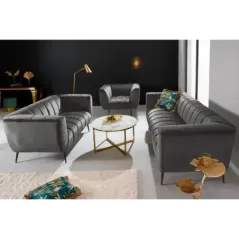 Invicta Sofa Noblesse 2 osobowa szary aksamit 165cm / 45050