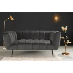 Invicta Sofa Noblesse 2 osobowa szary aksamit 165cm / 45050