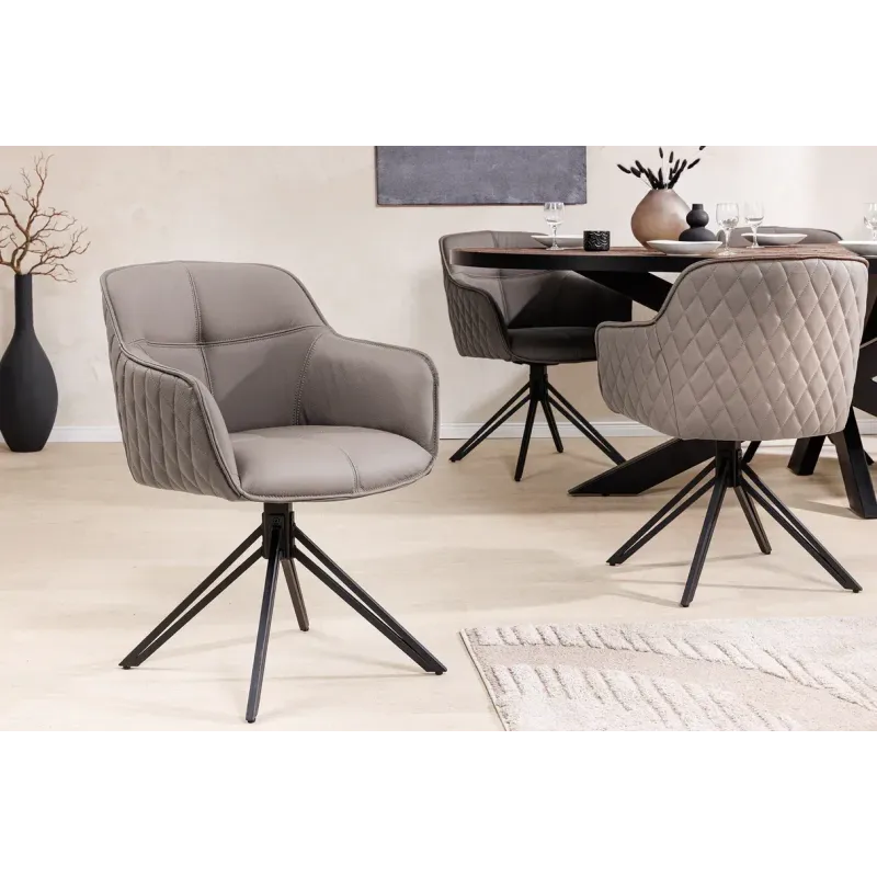 Invicta Krzesło EUPHORIA skórzane taupe obrotowe 180° / 45862 Invicta Krzesło EUPHORIA skórzane taupe obrotowe 180° / 45862