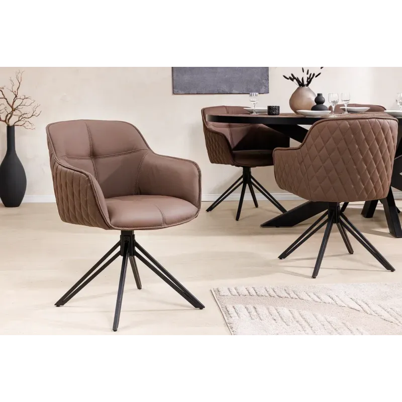 Invicta Krzesło EUPHORIA skórzane brązowe obrotowe 180° / 45861 Invicta Krzesło EUPHORIA skórzane brązowe obrotowe 180° / 45861