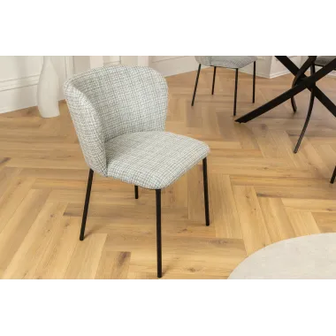 Invicta Krzesło LYON niebieska krata bouclé 54cm / 44959