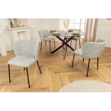 Invicta Krzesło LYON niebieska krata bouclé 54cm / 44959