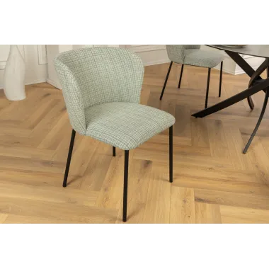IInvicta Krzesło LYON niebieska krata bouclé 54cm / 44958