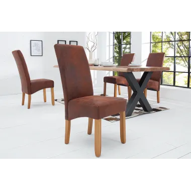 Invicta Krzesło CASA z lekkiej mikrofibry kawowej w stylu vintage 45 / 21133