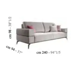 MERIDIANA Włoska Sofa 3 osobowa tapicerowana 240cm / Adora