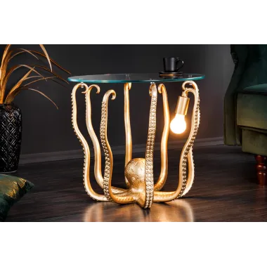 Invicta Stolik kawowy OCTOPUS z złotą lampką 50cm / 44567