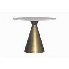 Invicta Stół okrągły ELEGANCIA miedziana podstawa marmurowy blat Ø 100cm / 44859