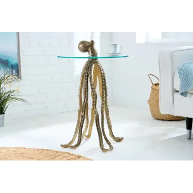 Invicta Stolik boczny WILDLIFE OCTOPUS szkło hartowane 70cm / 43498