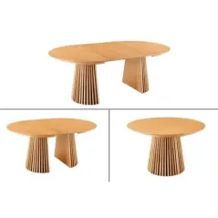 Invicta Stół do jadalni VALHALLA WOOD rozkładany jasny dąb 120-160-200cm / 44092