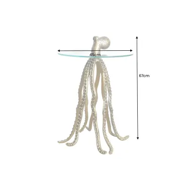 Invicta Stolik boczny WILDLIFE OCTOPUS szkło hartowane 70cm / 43498