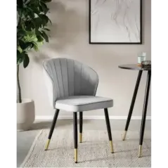 Wohnling Krzesło tapicerowane VENEZIA szary aksamit 47cm / WL6.950