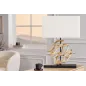 Invicta Lampa stołowa THE WAVE z kloszem z drewna tekowego w kolorze białym  60cm / 43932