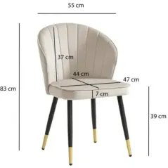 Wohnling Krzesło tapicerowane VENEZIA beżowy aksamit 47cm / WL6.949