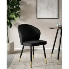 Wohnling Krzesło tapicerowane VENEZIA czarny aksamit 47cm / WL6.951