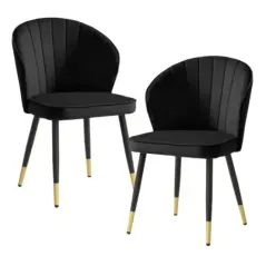 Wohnling Krzesło tapicerowane VENEZIA czarny aksamit 47cm / WL6.951