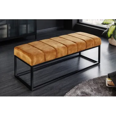 Invicta Ławka PETIT BEAUTÉ aksamitna w kolorze musztardowej żółći 110cm / 44617