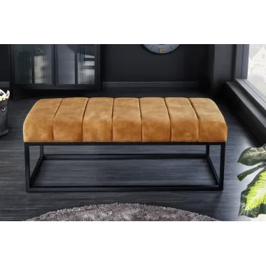 Invicta Ławka PETIT BEAUTÉ aksamitna w kolorze musztardowej żółći 110cm / 44617