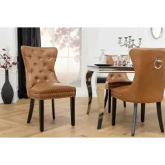 Invicta Krzesło CASTLE imitacja skóry cognac brown 50cm / 44586