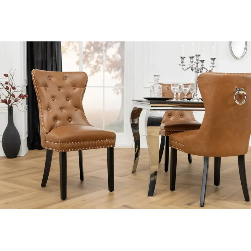 Invicta Krzesło CASTLE imitacja skóry cognac brown 50cm / 44586 Invicta Krzesło CASTLE imitacja skóry cognac brown 50cm / 44586