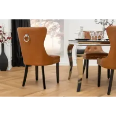 Invicta Krzesło CASTLE imitacja skóry cognac brown 50cm / 44586