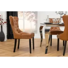 Invicta Krzesło CASTLE imitacja skóry cognac brown 50cm / 44586
