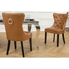 Invicta Krzesło CASTLE imitacja skóry cognac brown 50cm / 44586
