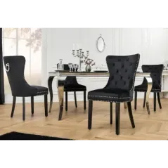 Invicta Krzesło CASTLE stylu barokowym velvet black 50cm / 44587