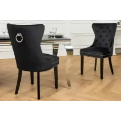 Invicta Krzesło CASTLE stylu barokowym velvet black 50cm / 44587