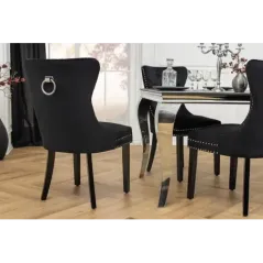 Invicta Krzesło CASTLE stylu barokowym velvet black 50cm / 44587