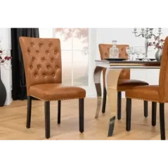 Invicta Krzesło CASTLE imitacja skóry cognac brown 46cm / 44589