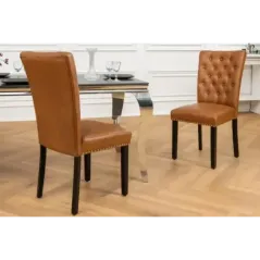 Invicta Krzesło CASTLE imitacja skóry cognac brown 46cm / 44589
