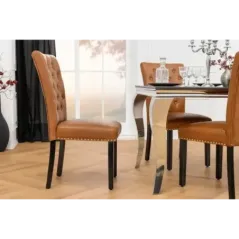 Invicta Krzesło CASTLE imitacja skóry cognac brown 46cm / 44589
