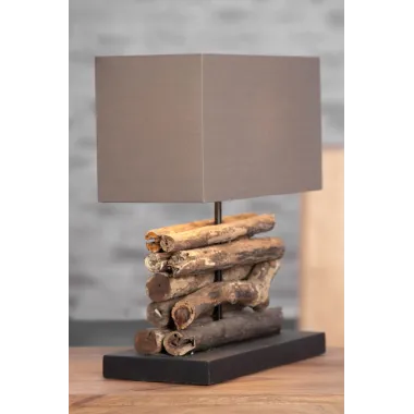 Invicta Lampa stołowa PERIFERE brązowe drewno teakowe 35cm / 17322