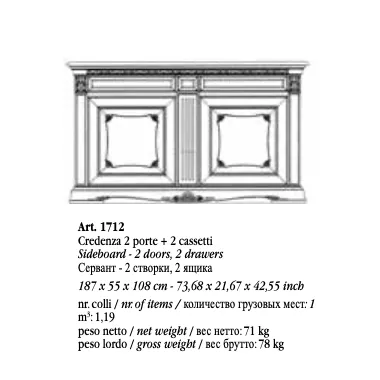 Włoskie biurko PUCCINI 6 szuflad 185 x 81 x 90 cm / 46732