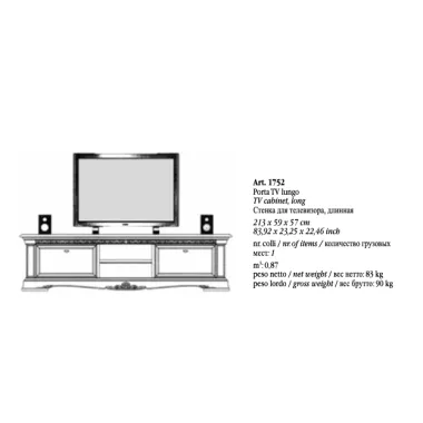 VIVALDI CREMA Włoska Luksusowa Ściana TV ze zdobieniami 350 x 215 x 60cm / 1726