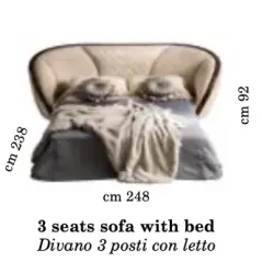 MODIGLIANI Włoska Sofa rozkładana 3 osobowa tapicerowana 248 x 92 x 238cm / Arredoclassic