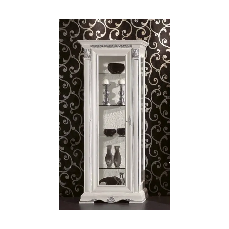 VIVALDI CREMA Włoska Witryna szklana 1 drzwi ze zdobieniami 86 x 215 x 50cm / 1719 VIVALDI CREMA Włoska Witryna szklana 1 drzwi ze zdobieniami 86 x 215 x 50cm / 1719