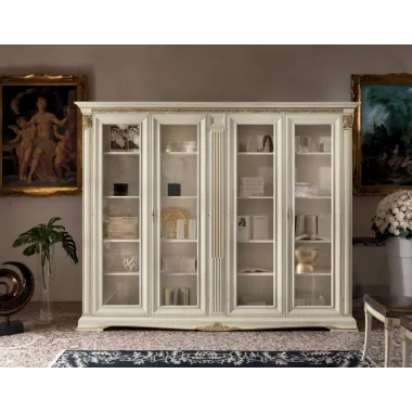 VIVALDI CREMA Włoska Witryna szklana 1 drzwi ze zdobieniami 86 x 215 x 50cm / 1719