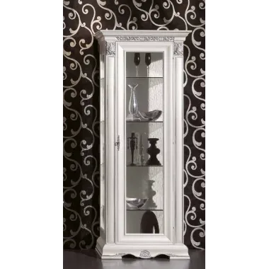 VIVALDI CREMA Włoska Witryna szklana narożna 1 drzwi ze zdobieniami 92 x 215 x 70cm / 1724