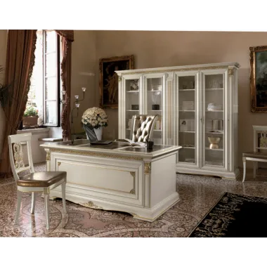 VIVALDI CREMA Włoska Komoda 2 drzwi 6 szuflad zdobienia 215 x 108 x 55cm / 1710