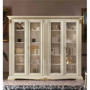 VIVALDI CREMA Włoska Komoda 2 drzwi 6 szuflad zdobienia 215 x 108 x 55cm / 1710