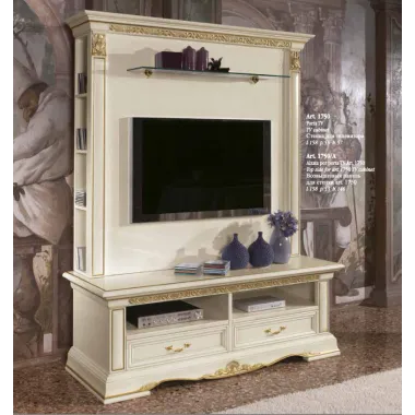 VIVALDI CREMA Włoska Komoda 2 drzwi 6 szuflad zdobienia 215 x 108 x 55cm / 1710