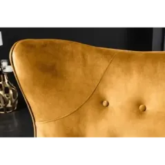 Fotel uszak AMSTERDAM musztardowo żółty aksamit 82cm / 44484