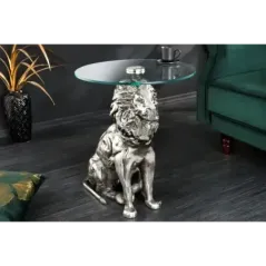 Invicta WILDLIFE LION Stolik kawowy antyczne srebro 45cm / 44826