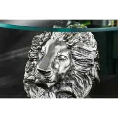 Invicta WILDLIFE LION Stolik kawowy antyczne srebro 45cm / 44826