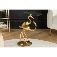 Invicta WILDLIFE CRANE Stolik kawowy antyczne złoto 40cm / 44832