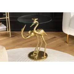 Invicta WILDLIFE CRANE Stolik kawowy antyczne złoto 40cm / 44832