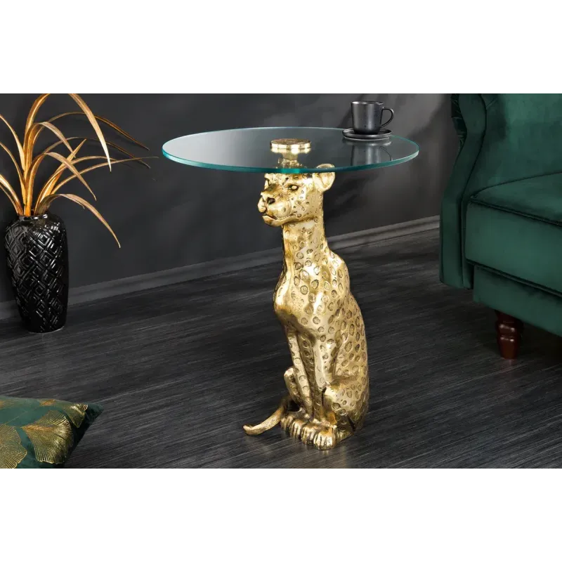 Invicta WILDLIFE PANTHER Stolik kawowy antyczne złoto 45cm / 44825