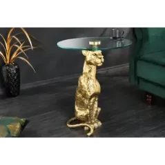 Invicta WILDLIFE PANTHER Stolik kawowy antyczne złoto 45cm / 44825